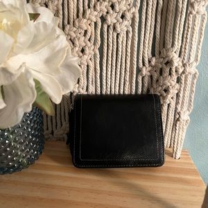 Black leather zip around wallet
